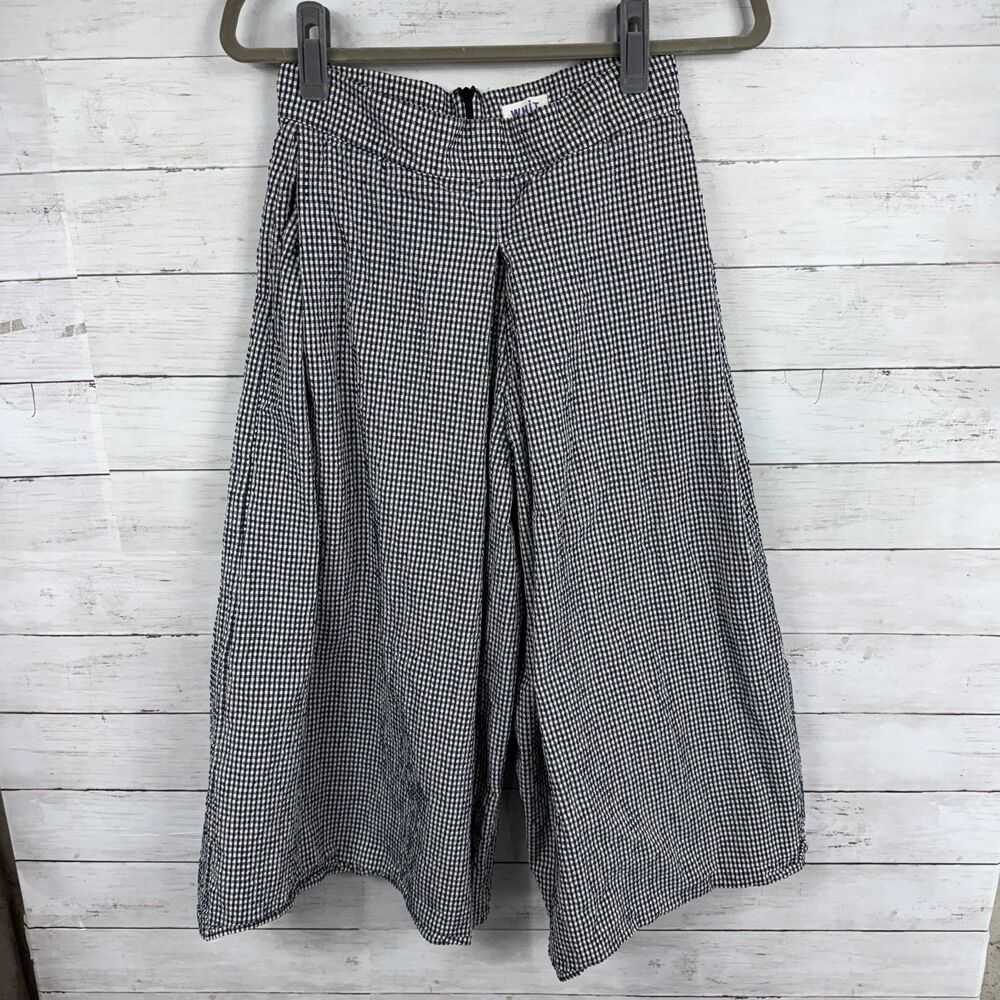 Whit Black+White Gingham Crop Wide-Leg Pants